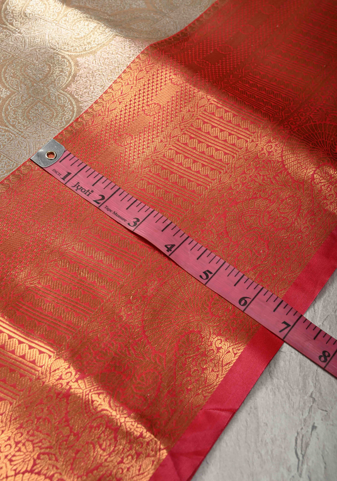 Gold Kanjivaram Tissue Semi Silk Saree with Meenakari Brocade and Contrast Zari Border