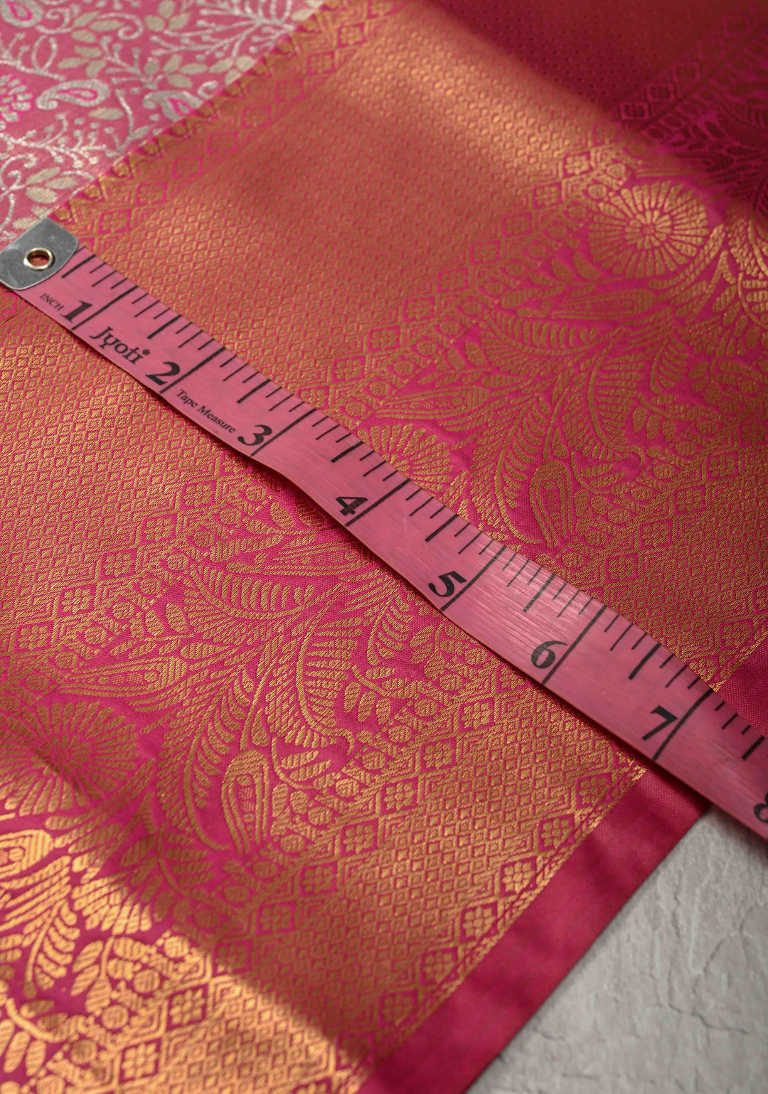 Pink Kanjivaram Tissue Semi Silk Saree with Meenakari Brocade and Contrast Zari Border