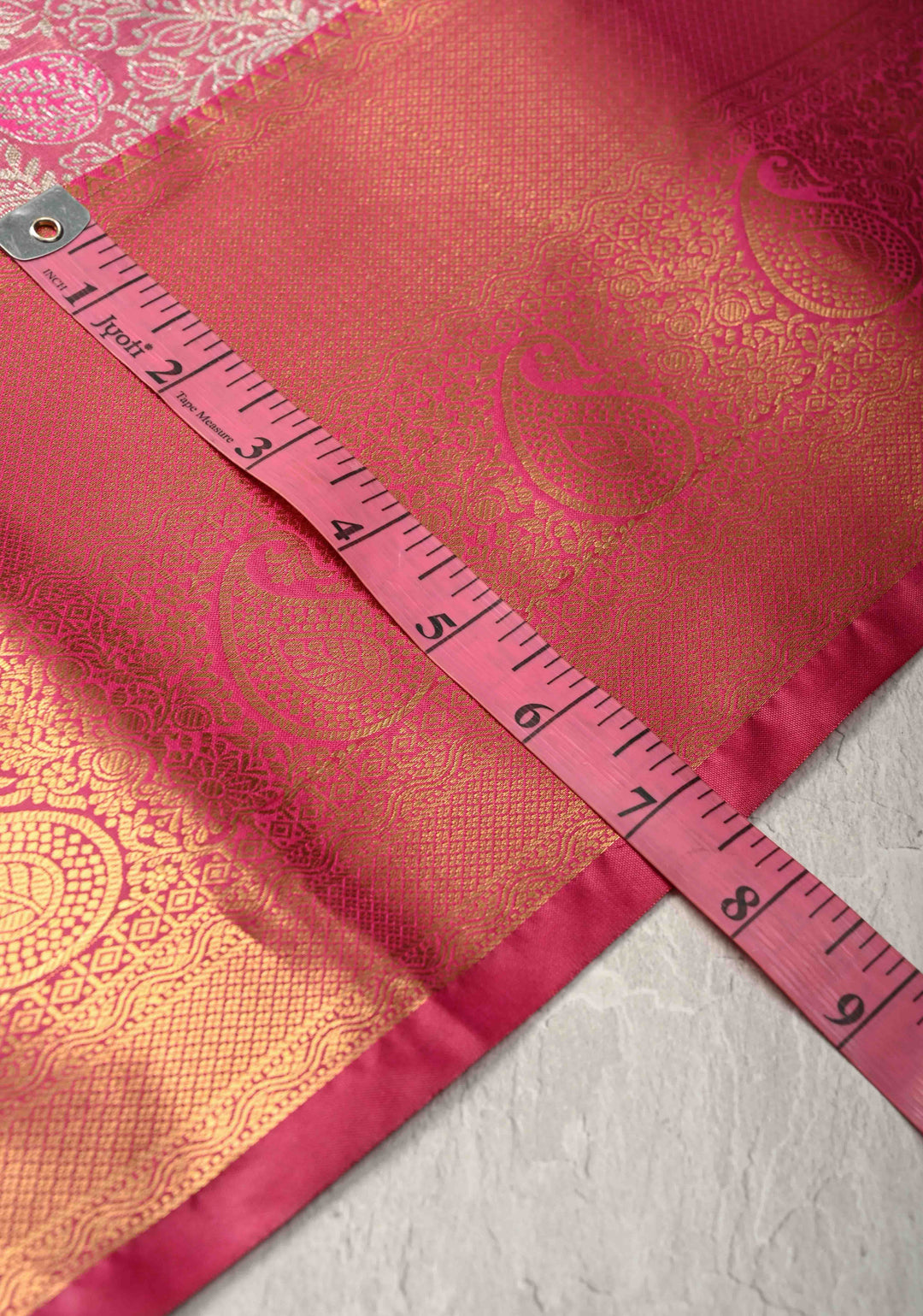 Rose Pink Kanjivaram Tissue Semi Silk Saree with Meenakari Brocade and Contrast Zari Border