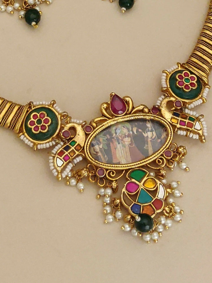 Royal Imitation Southindian Temple Necklace Set | SHOBITAM