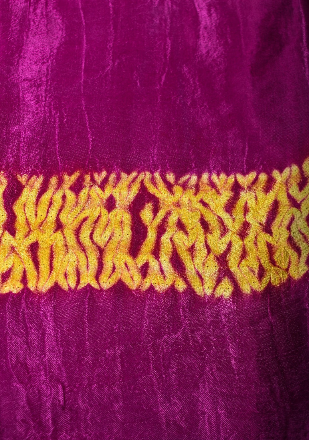 Purple Hand Shibori mandala Dye and bandhej design on Modal Silk Saree with crushed Pallu