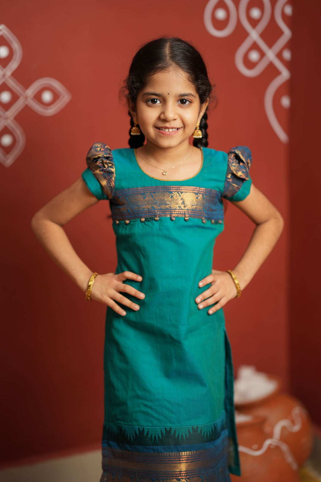 Madhuri Blue Kurti set Mini (Set of 2)  | Made to Order | SHOBITAM