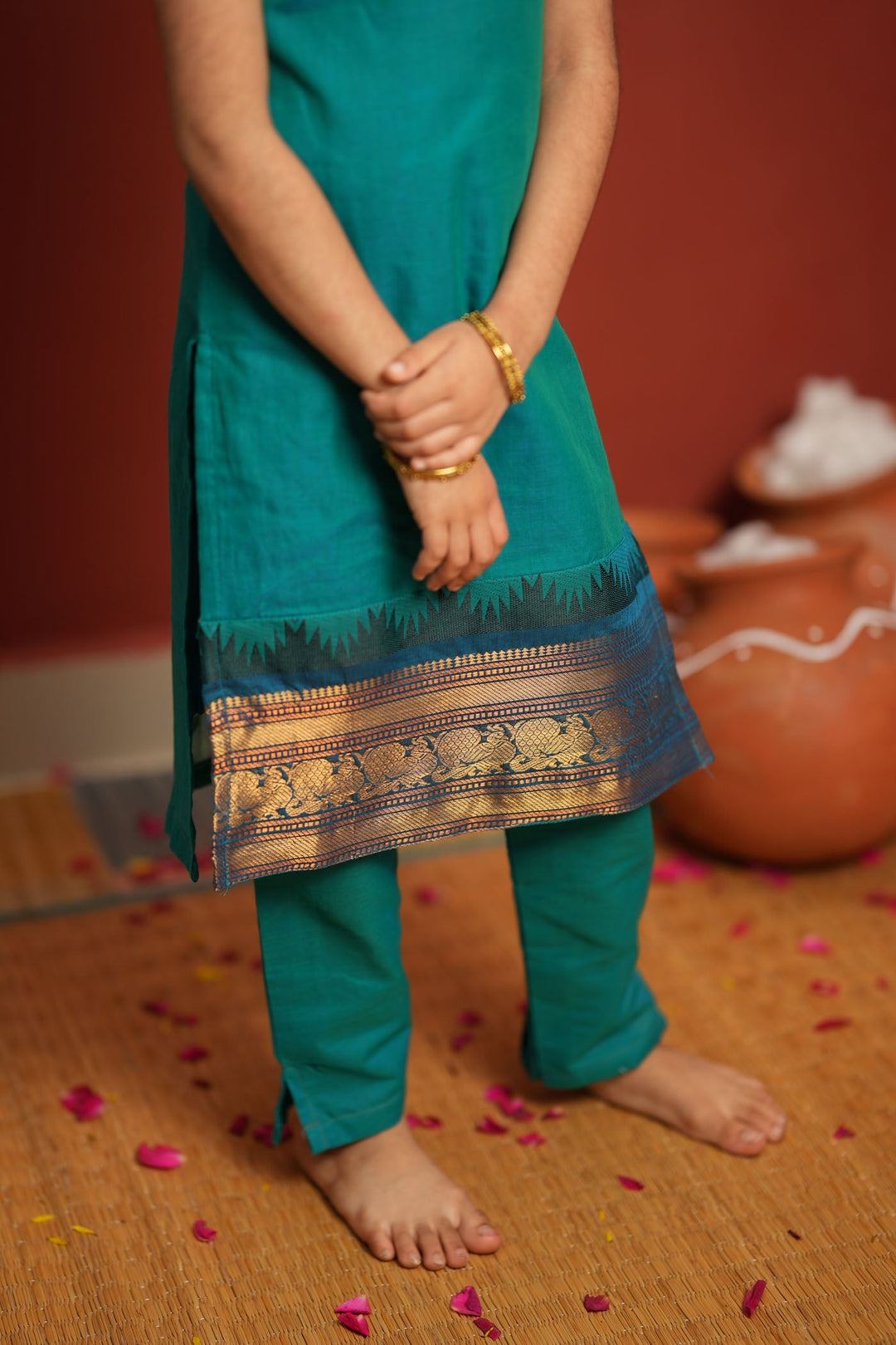Madhuri Blue Kurti set Mini (Set of 2)  | Made to Order | SHOBITAM
