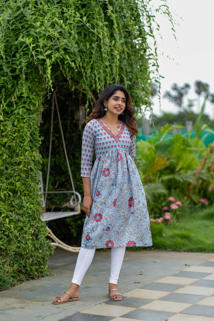 Senthamarai Powder Blue Kurti | Made To Order