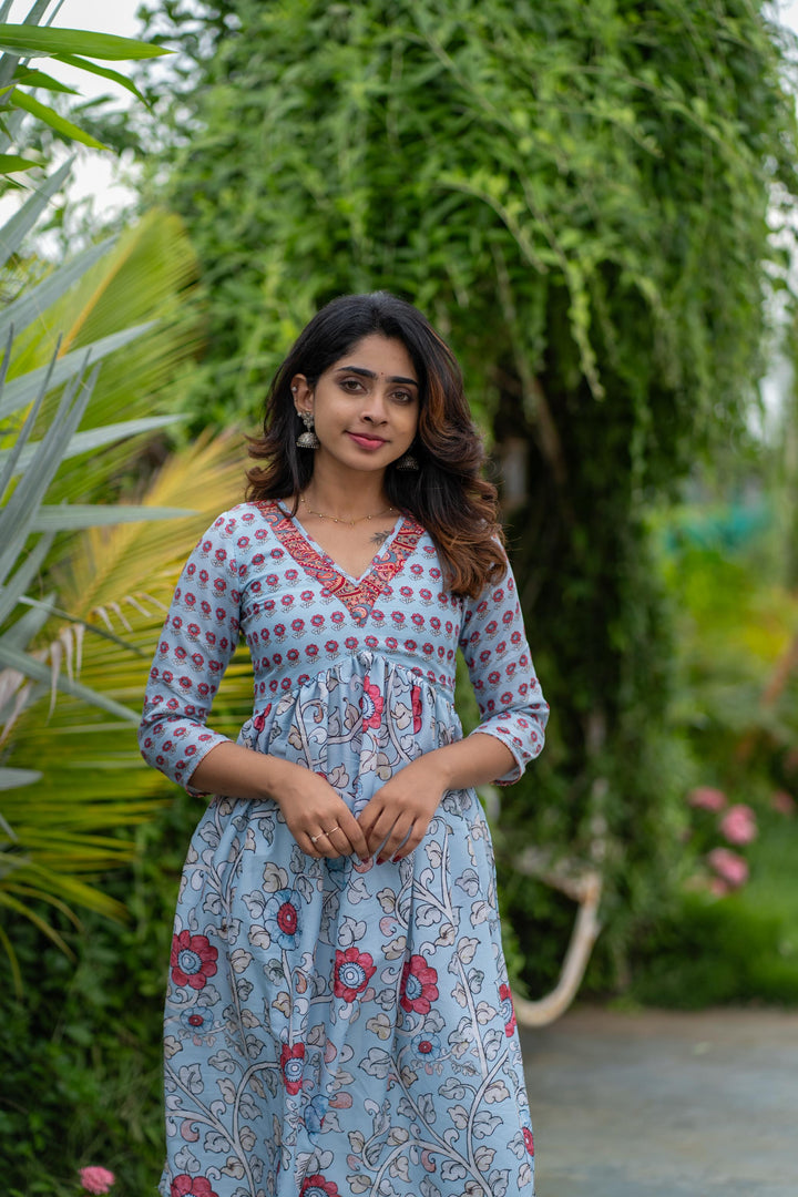 Senthamarai Powder Blue Kurti | Made To Order
