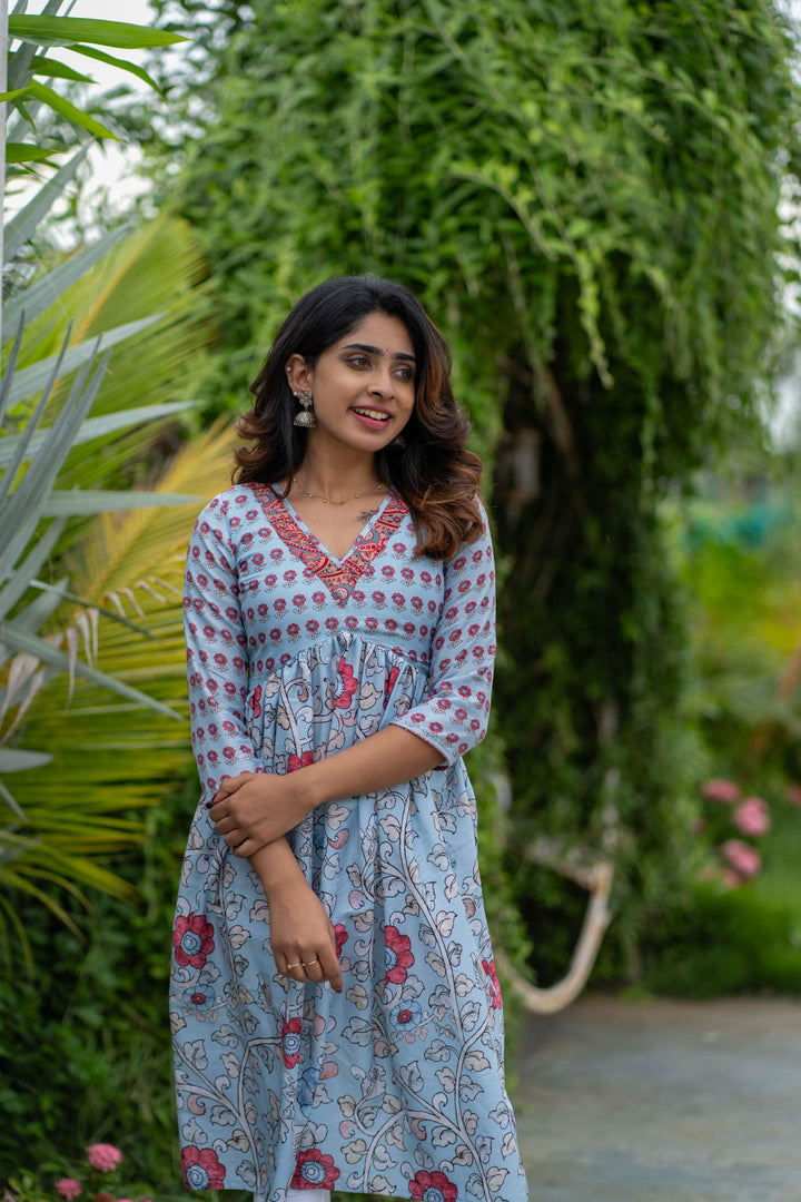 Senthamarai Powder Blue Kurti | Made To Order