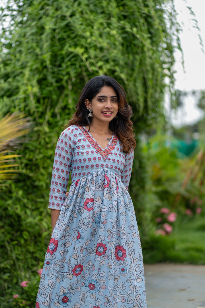 Senthamarai Powder Blue Kurti | Made To Order