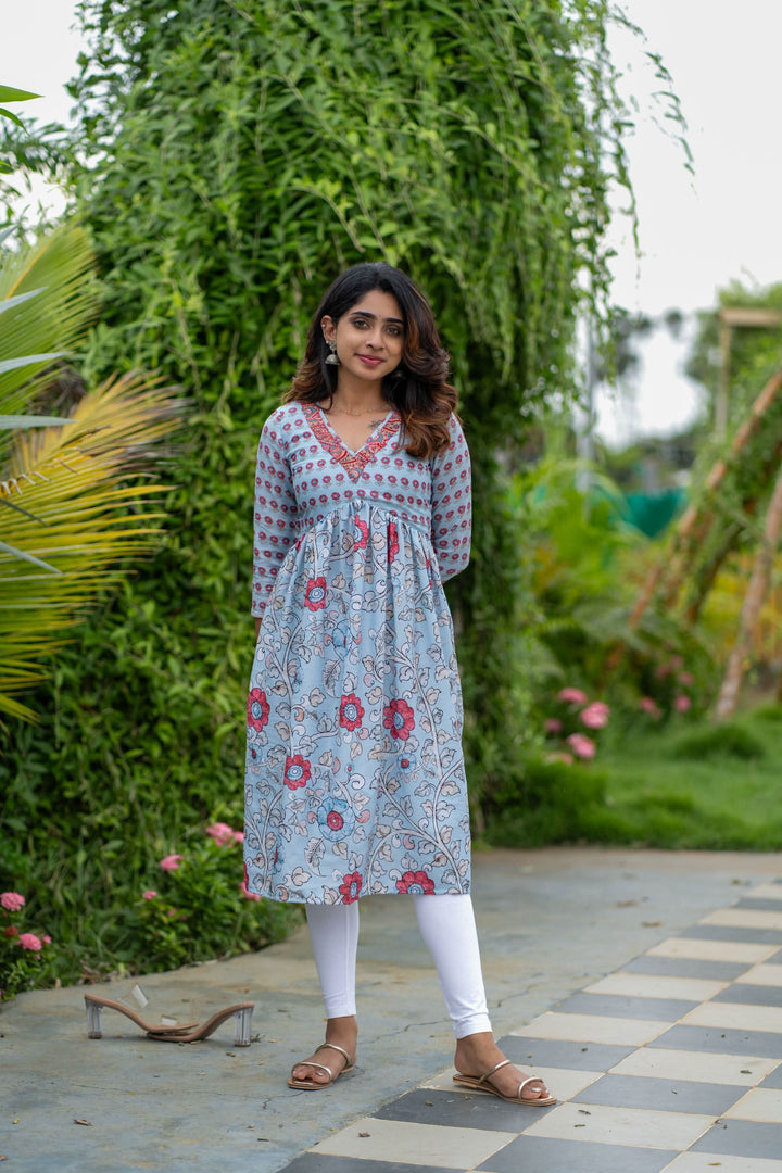 Senthamarai Powder Blue Kurti | Made To Order