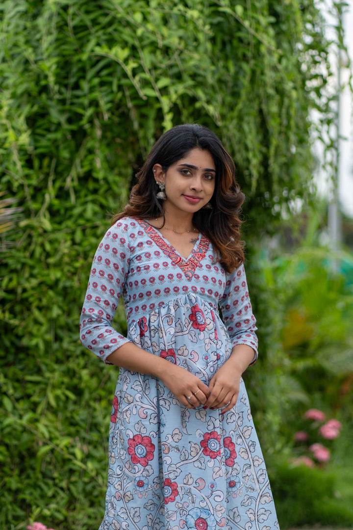 Senthamarai Powder Blue Kurti | Made To Order