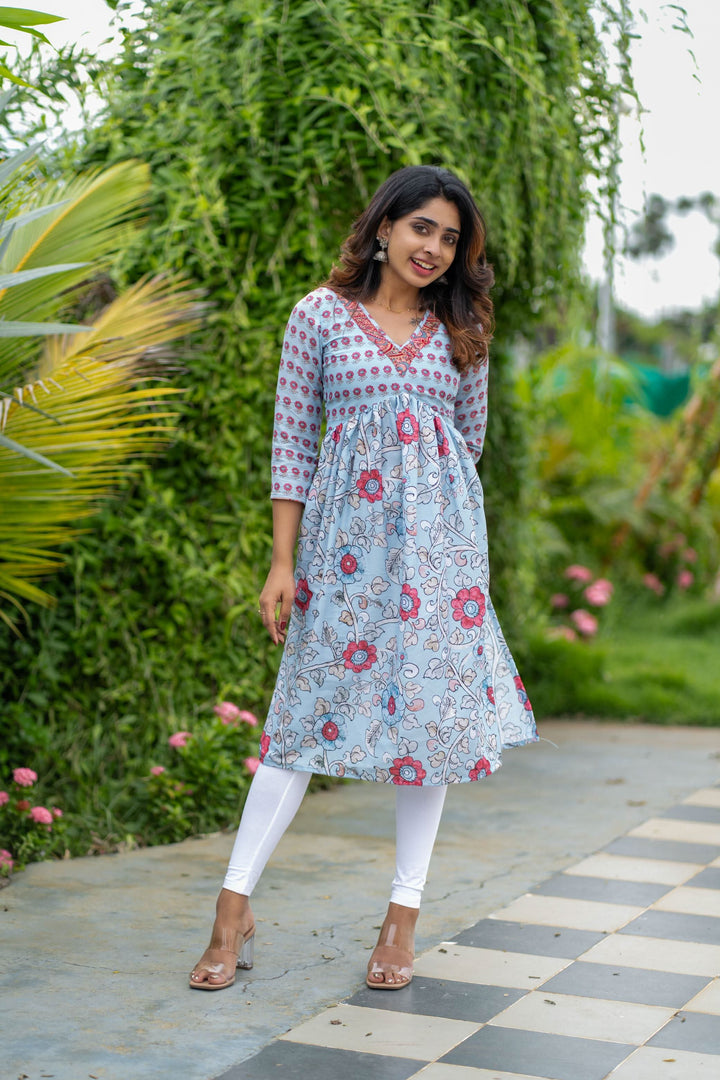 Senthamarai Powder Blue Kurti | Made To Order