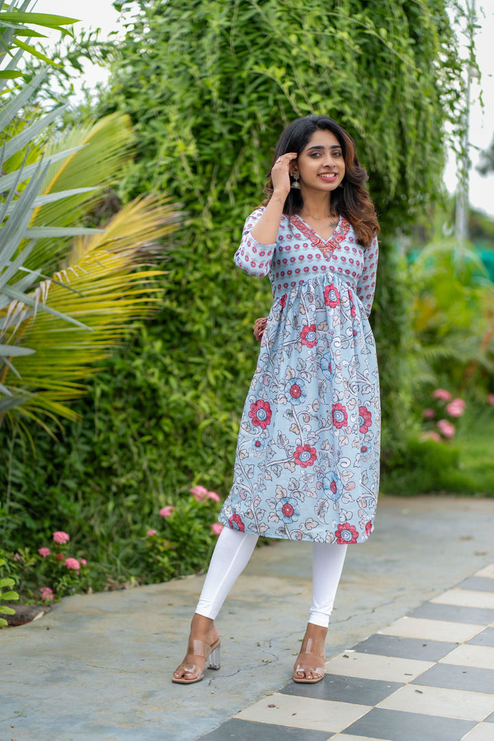 Senthamarai Powder Blue Kurti | Made To Order