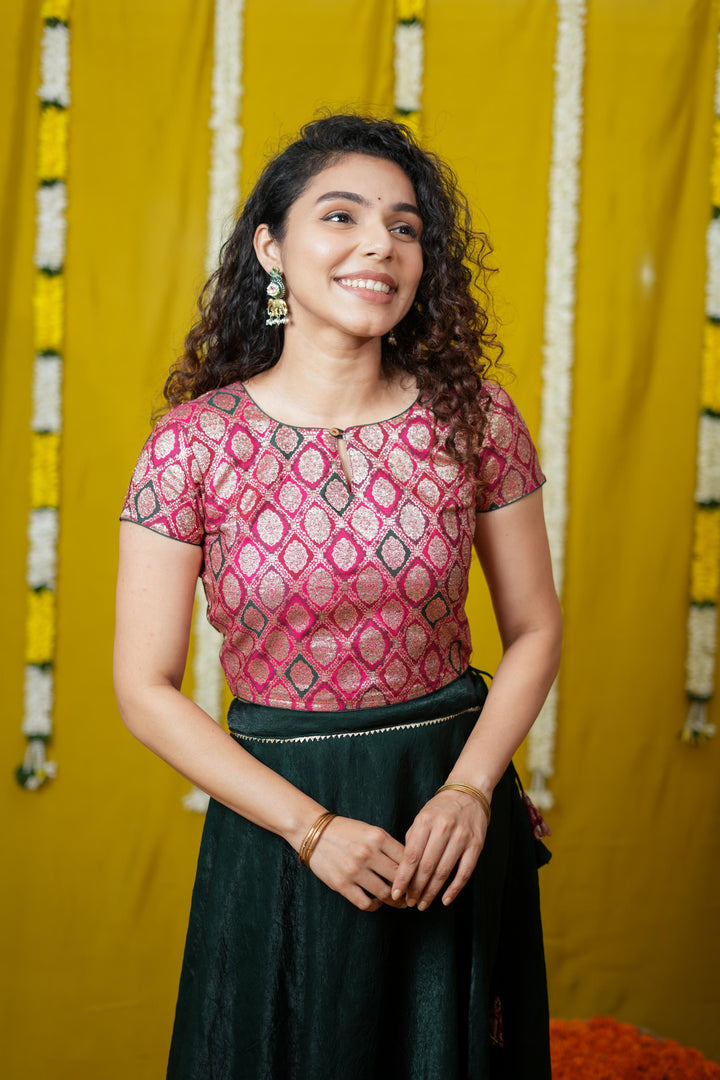 Tashi Green Croptop Skirt set | Made To Order