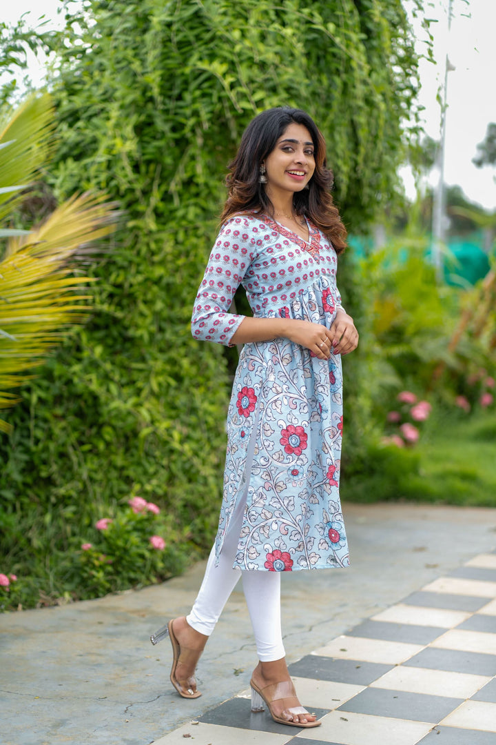 Senthamarai Powder Blue Kurti | Made To Order