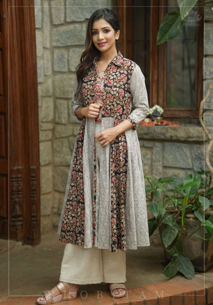 Floral Patchwork Flared Jacket in Pure Cambric Cotton | Made To Order