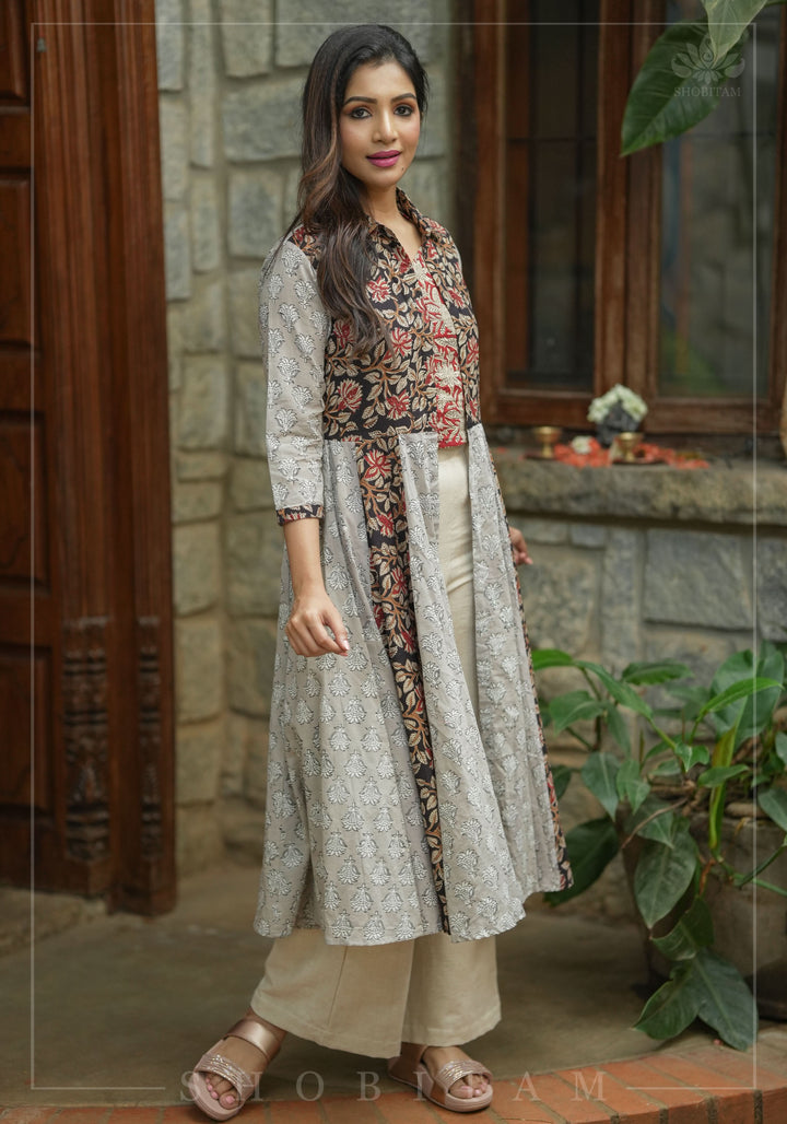 Floral Patchwork Flared Jacket in Pure Cambric Cotton | Made To Order