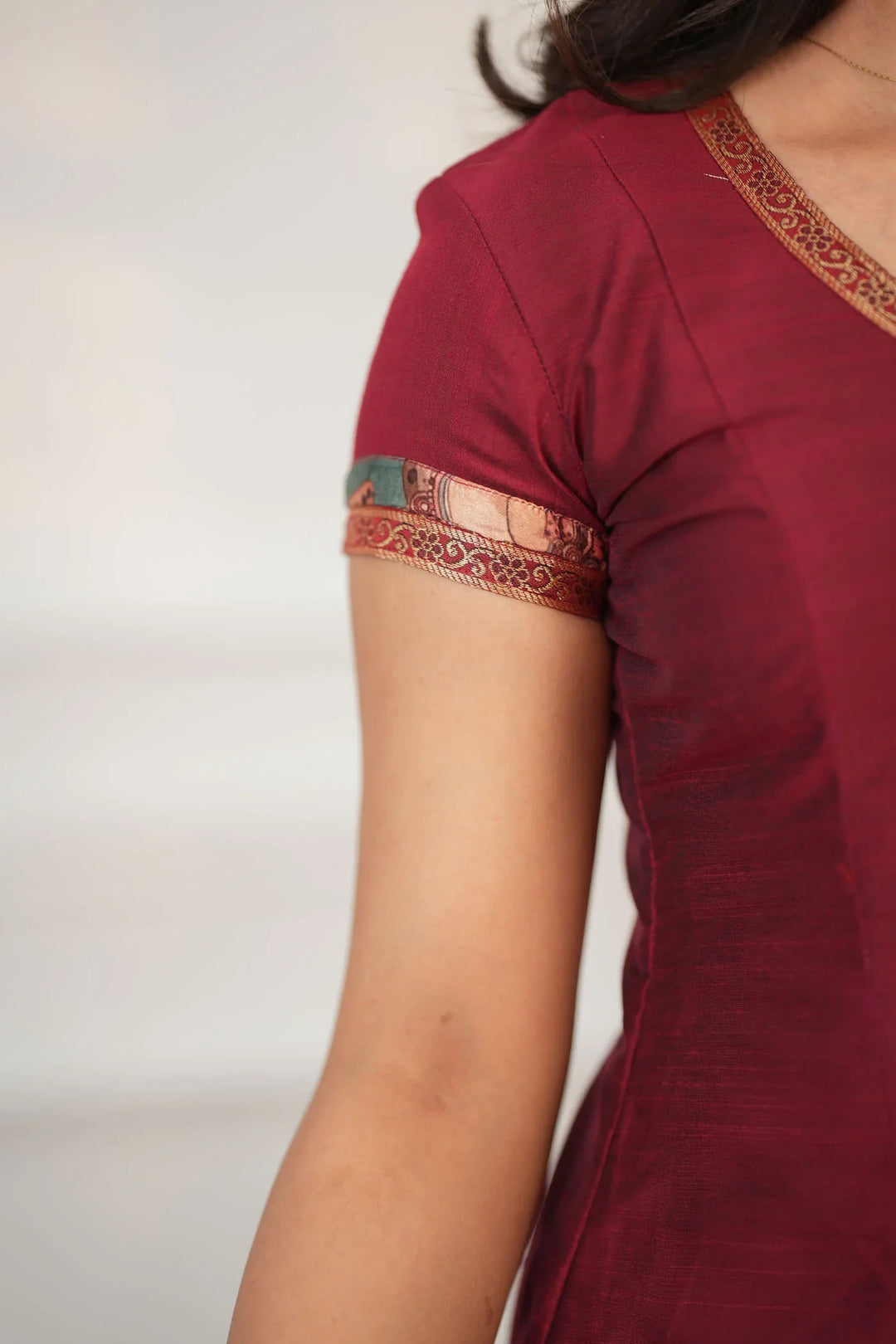 Indra Maroon Kurti Set Without Dupatta (Set of 2) | Made To Order