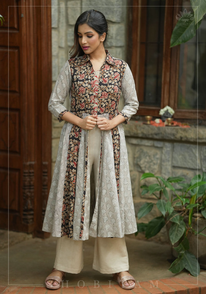 Floral Patchwork Flared Jacket in Pure Cambric Cotton | Made To Order