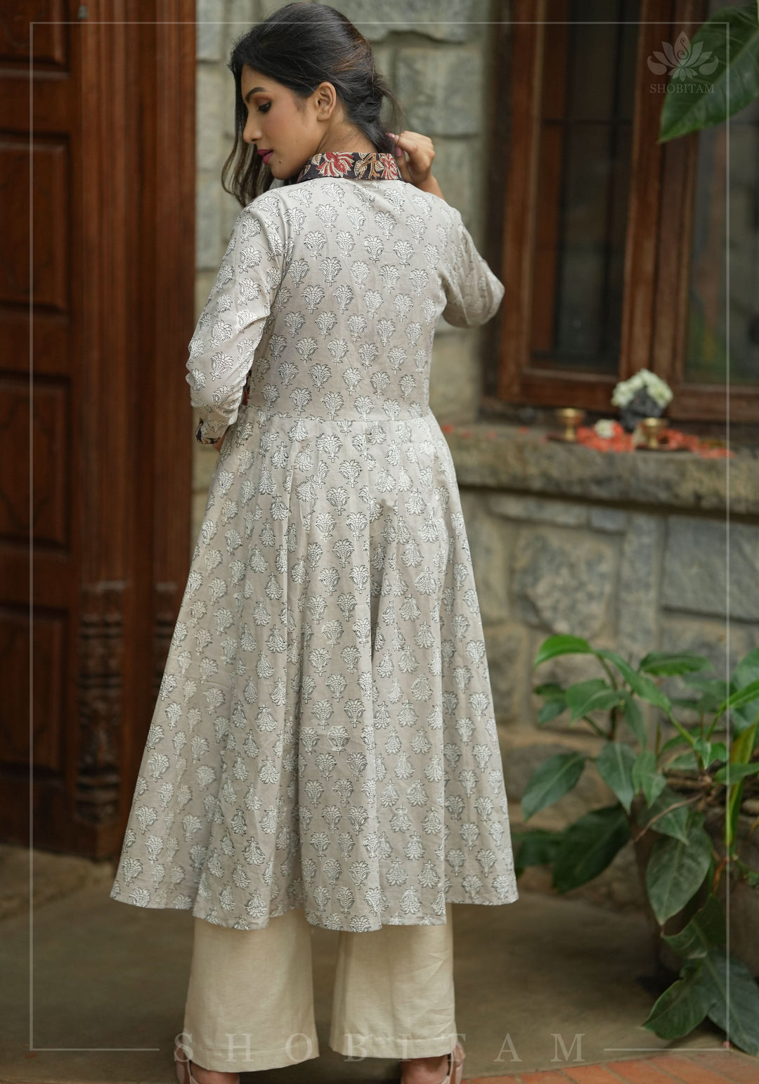 Floral Patchwork Flared Jacket in Pure Cambric Cotton | Made To Order