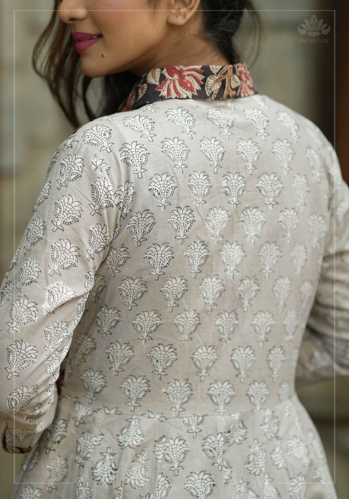 Floral Patchwork Flared Jacket in Pure Cambric Cotton | Made To Order