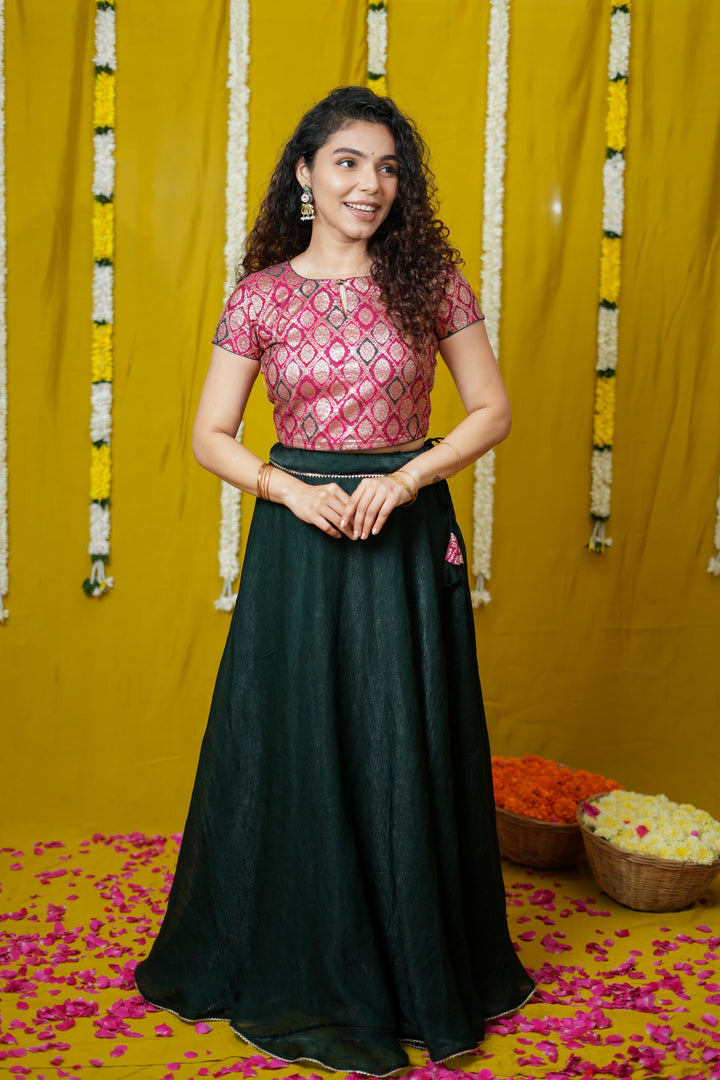 Tashi Green Croptop Skirt set | Made To Order