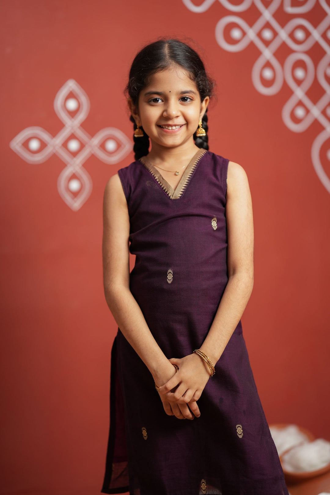 Uthra Wine Kurti set Mini (Set of 2) | Made to Order | SHOBITAM