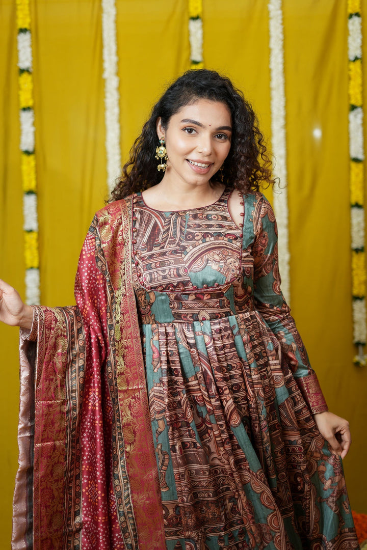 Anvi Teal Maxi Dress (Set of 2) | Made to Order | SHOBITAM