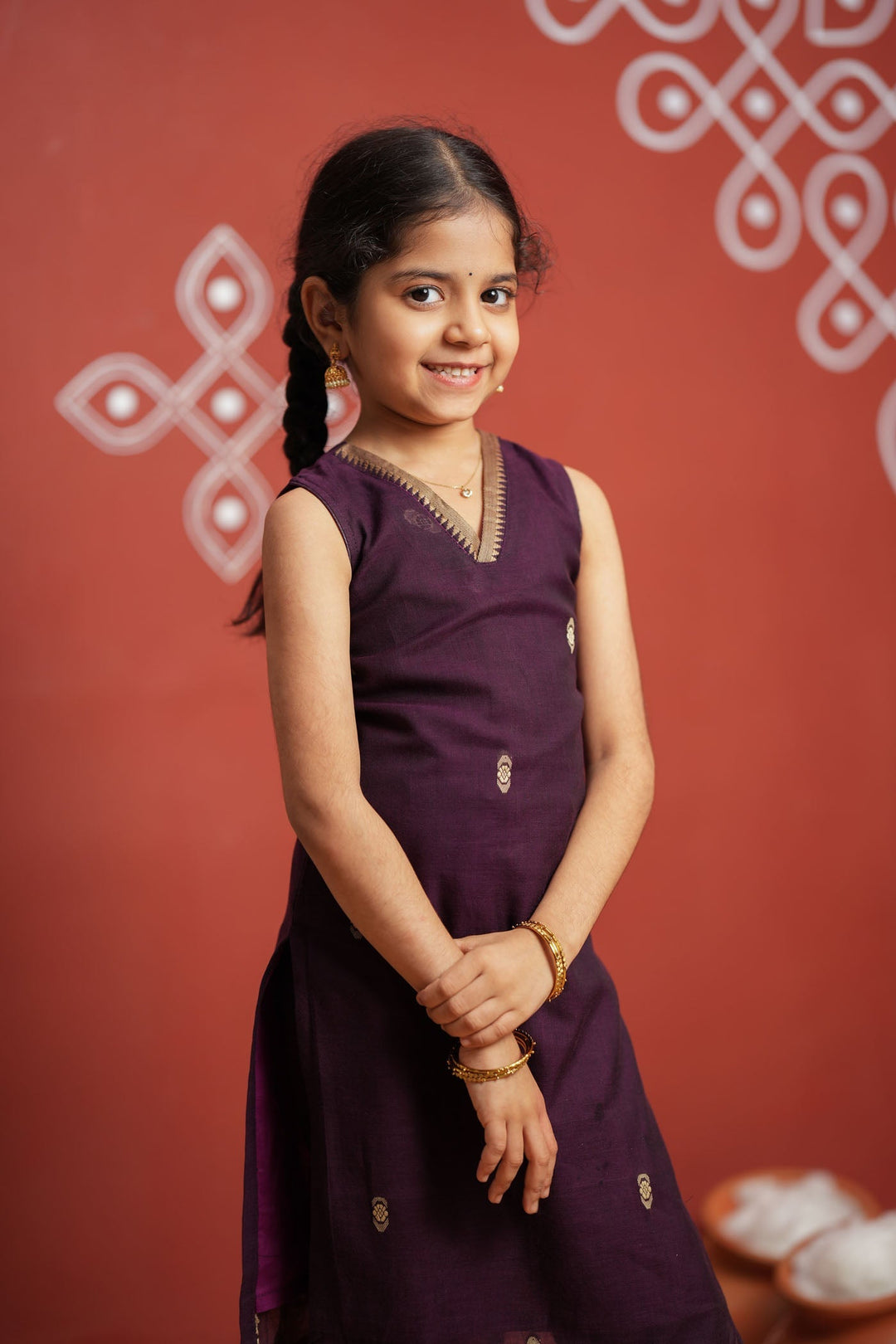 Uthra Wine Kurti set Mini (Set of 2) | Made to Order | SHOBITAM