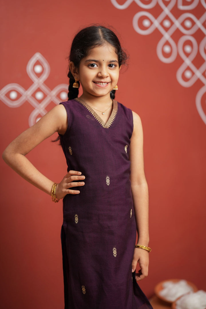 Uthra Wine Kurti set Mini (Set of 2) | Made to Order | SHOBITAM