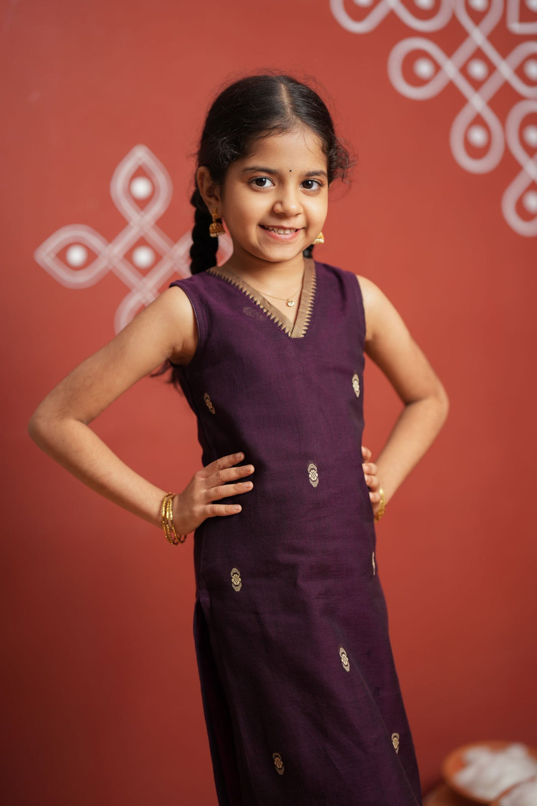 Uthra Wine Kurti set Mini (Set of 2) | Made to Order | SHOBITAM