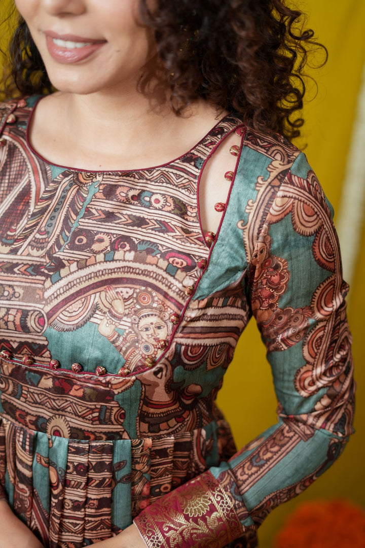 Anvi Teal Maxi Dress (Set of 2) | Made to Order | SHOBITAM