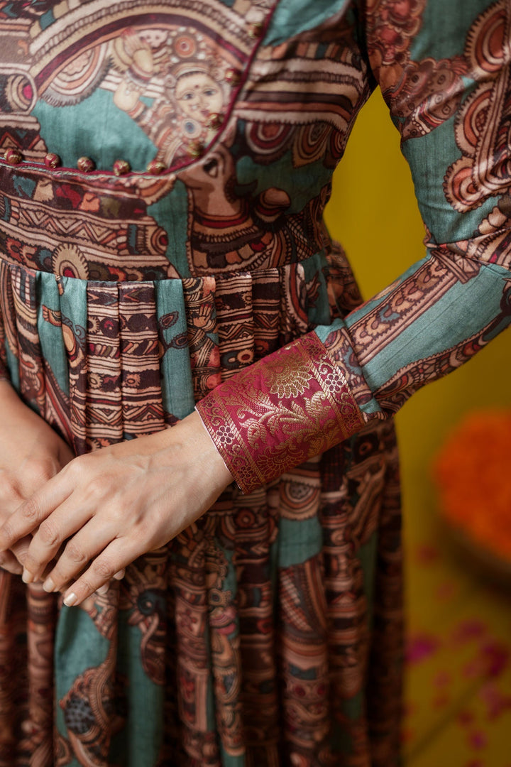 Anvi Teal Maxi Dress (Set of 2) | Made to Order | SHOBITAM