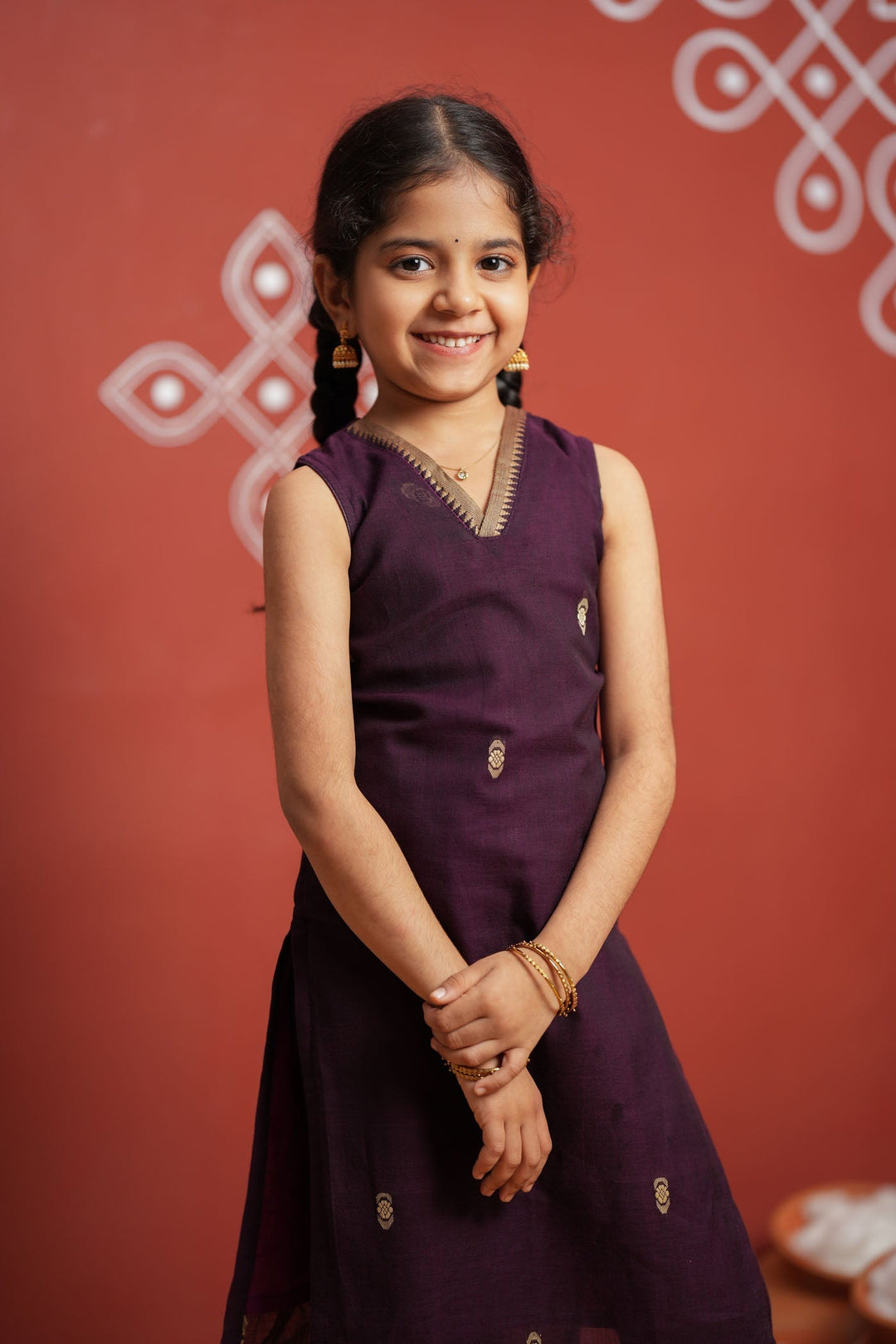 Uthra Wine Kurti set Mini (Set of 2) | Made to Order | SHOBITAM