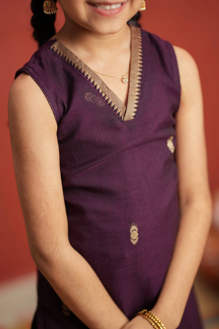 Uthra Wine Kurti set Mini (Set of 2) | Made to Order | SHOBITAM