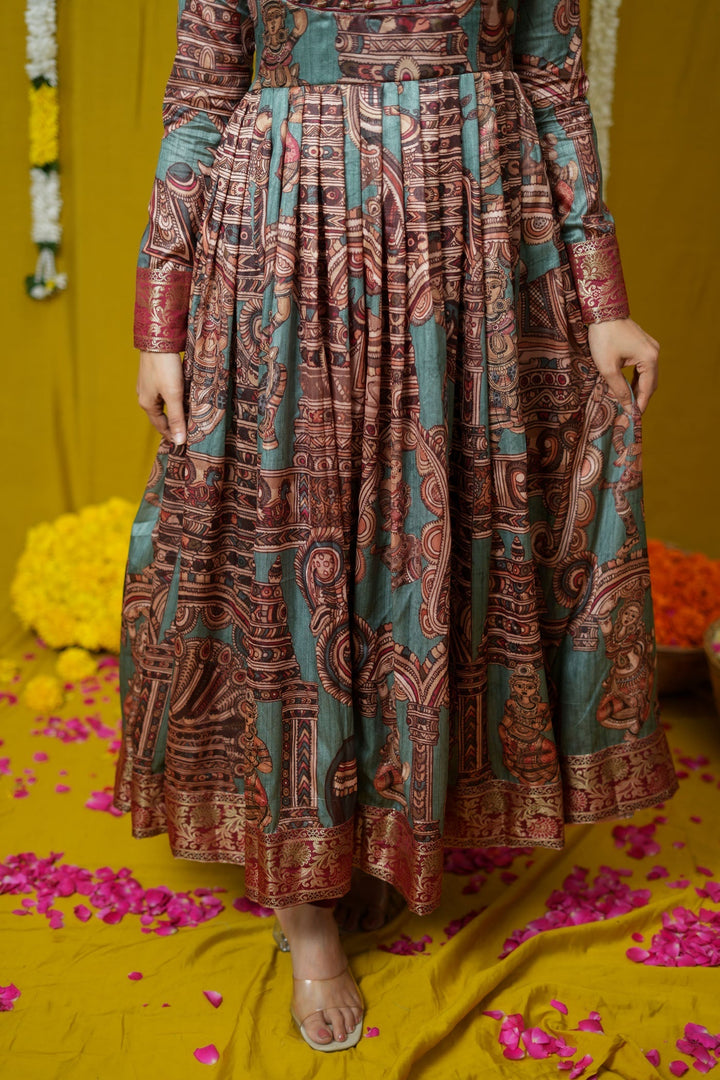 Anvi Teal Maxi Dress (Set of 2) | Made to Order | SHOBITAM