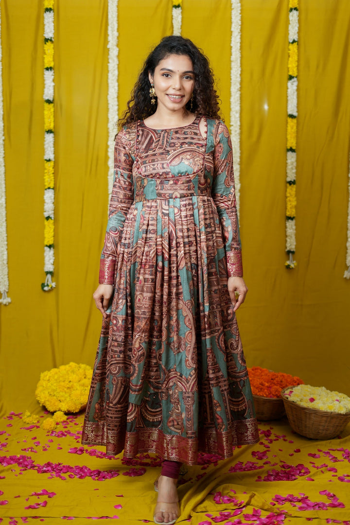 Anvi Teal Maxi Dress (Set of 2) | Made to Order | SHOBITAM