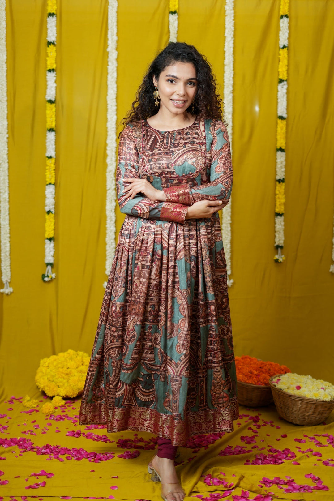 Anvi Teal Maxi Dress (Set of 2) | Made to Order | SHOBITAM