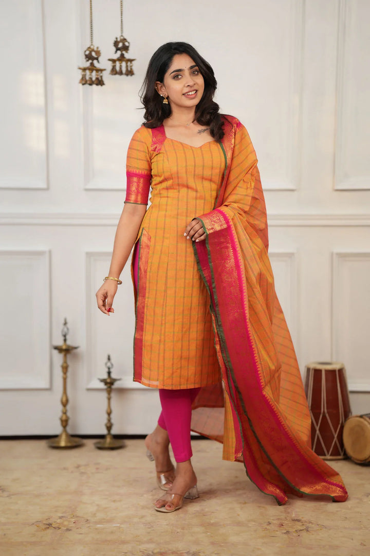 Samaira Yellow Kurti Set (Set of 2)|Made To Order