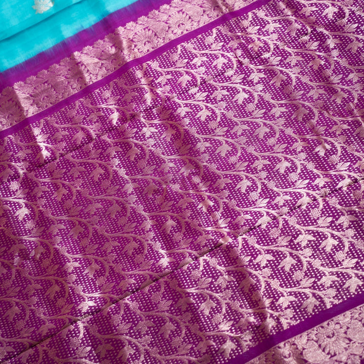 Sky Blue Venkatgiri Silk Saree Ambar | SILK MARK CERTIFIED | SHOBITAM