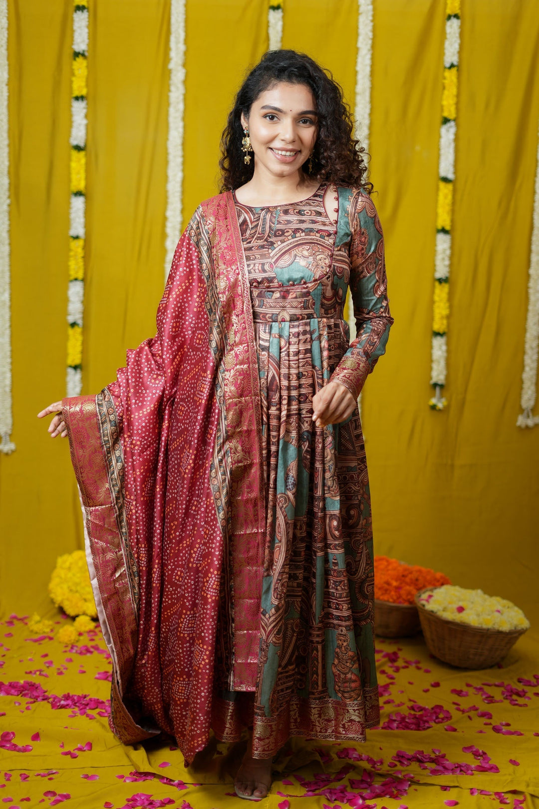 Anvi Teal Maxi Dress (Set of 2) | Made to Order | SHOBITAM