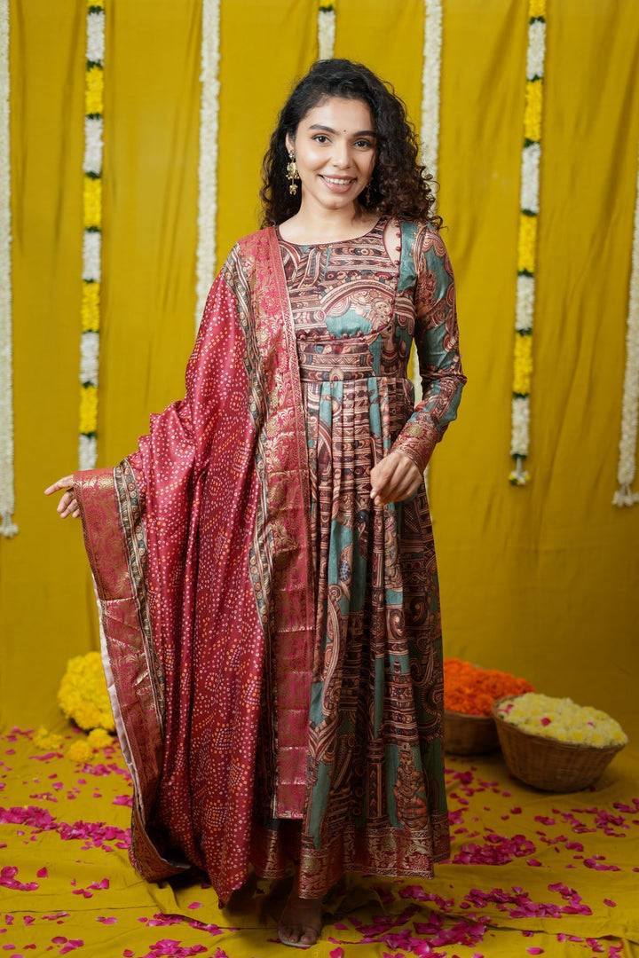 Anvi Teal Maxi Dress (Set of 2) | Made to Order | SHOBITAM