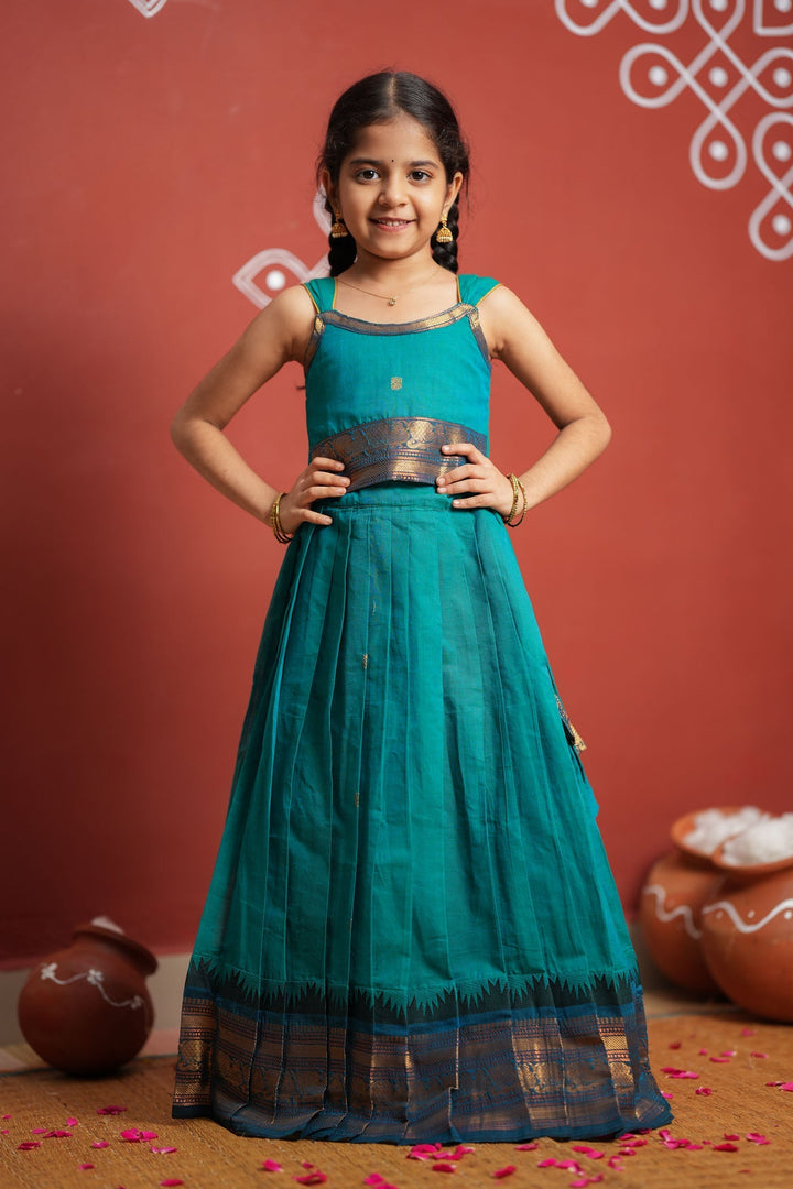 Madhuri Blue Lehenga Mini (Set of 2) | Made to Order | SHOBITAM