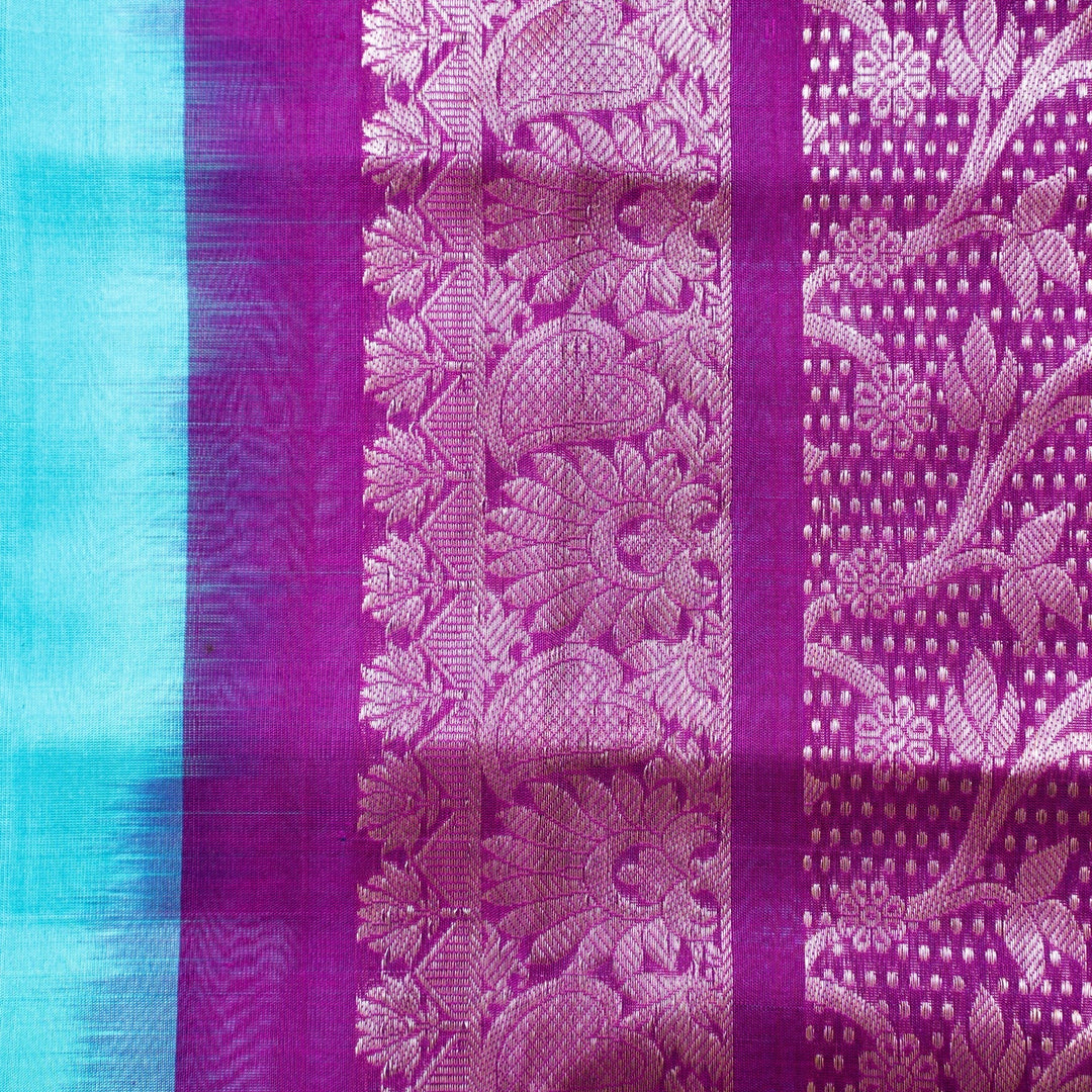 Sky Blue Venkatgiri Silk Saree Ambar | SILK MARK CERTIFIED | SHOBITAM