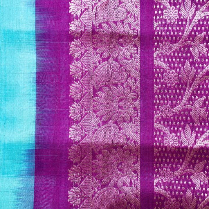 Sky Blue Venkatgiri Silk Saree Ambar | SILK MARK CERTIFIED | SHOBITAM