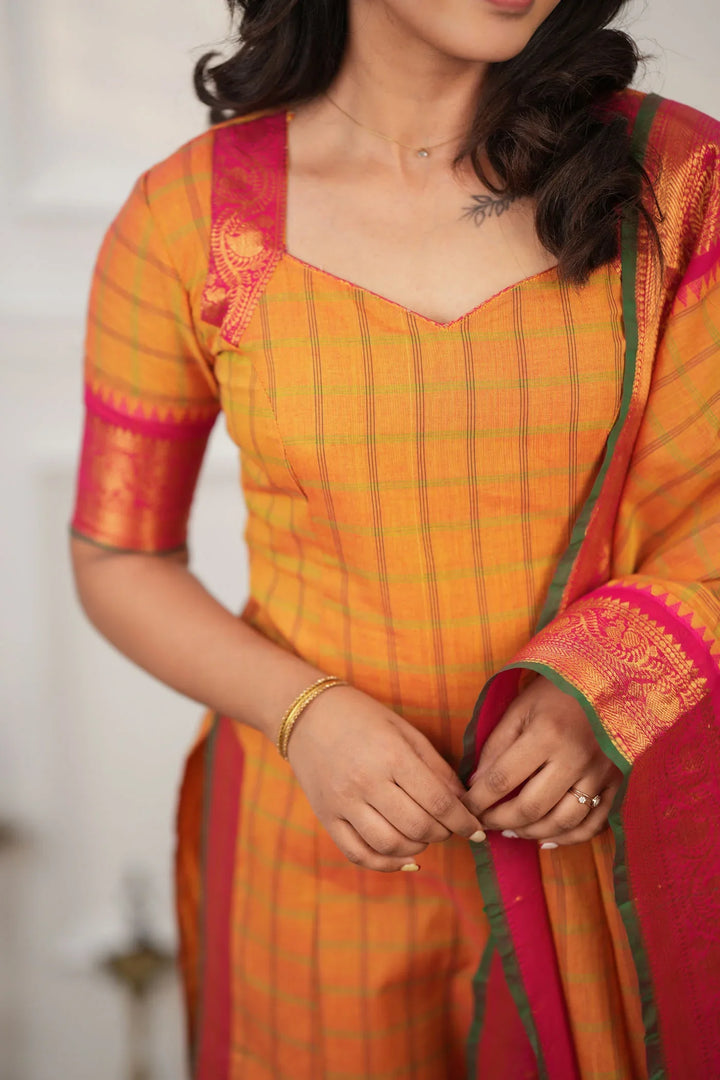 Samaira Yellow Kurti Set (Set of 2)|Made To Order