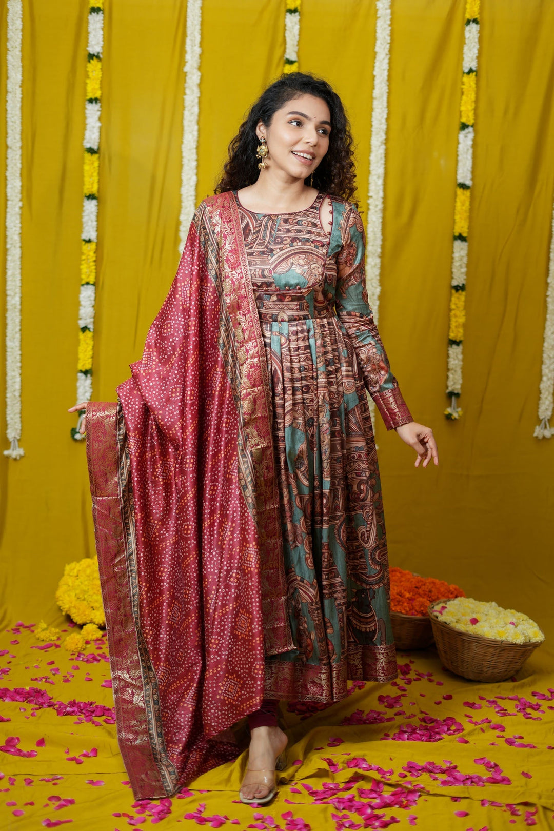 Anvi Teal Maxi Dress (Set of 2) | Made to Order | SHOBITAM