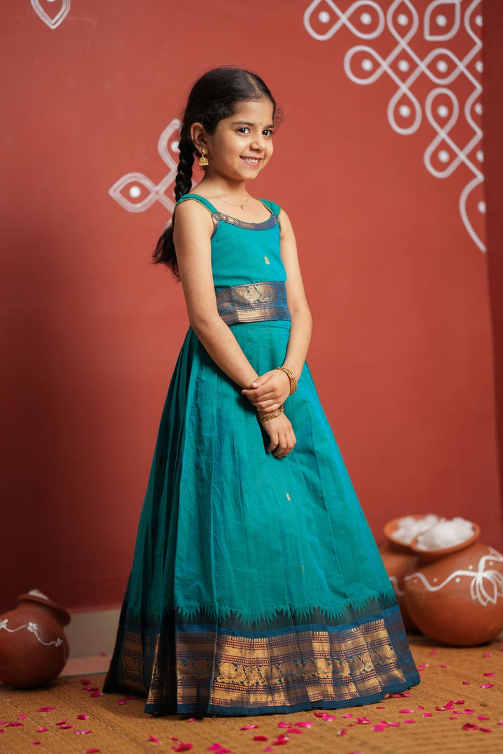 Madhuri Blue Lehenga Mini (Set of 2) | Made to Order | SHOBITAM