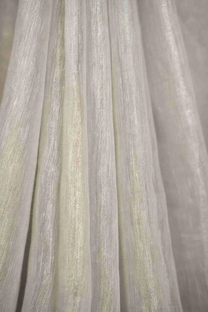 Gray Handloom Bhagalpuri Linen Silk with Cut Work , Mirror & Moti Embroidered Wrap In 1 Minute Saree