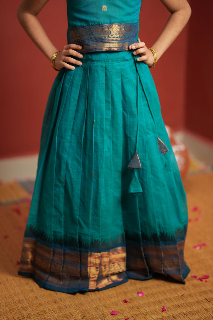 Madhuri Blue Lehenga Mini (Set of 2) | Made to Order | SHOBITAM