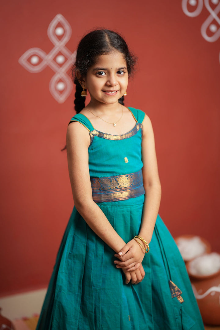 Madhuri Blue Lehenga Mini (Set of 2) | Made to Order | SHOBITAM