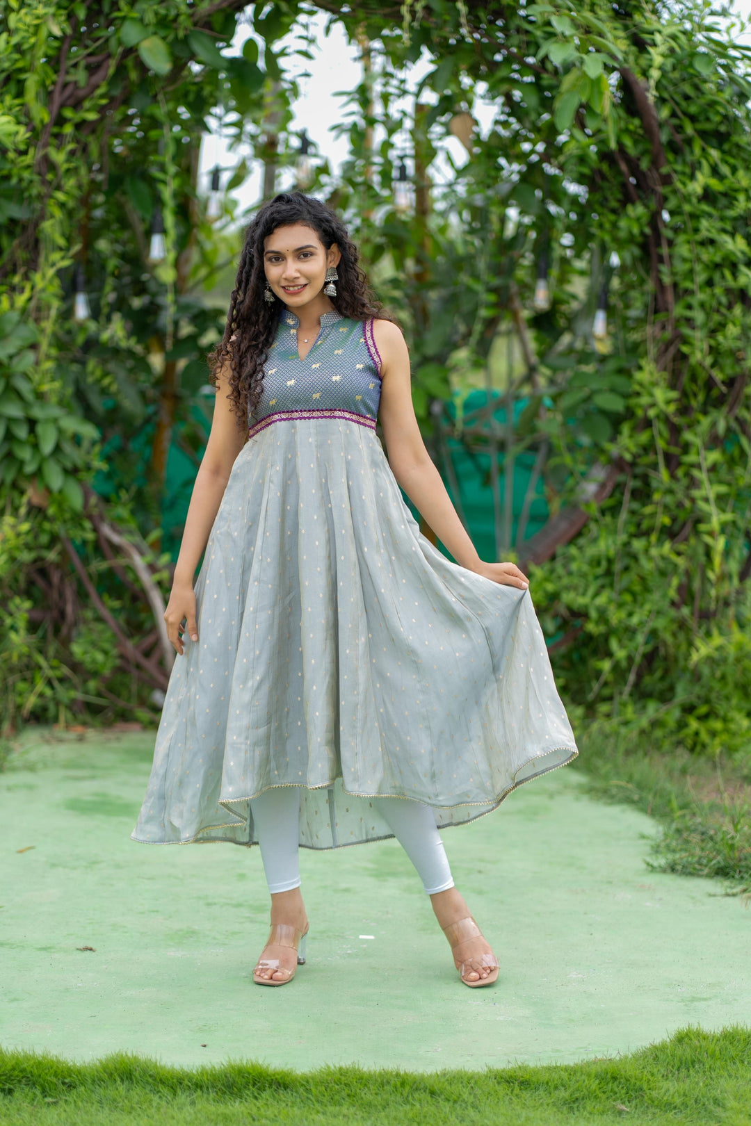 Taapse Grey High - low hemline Sleeveless kurti  | Made To Order